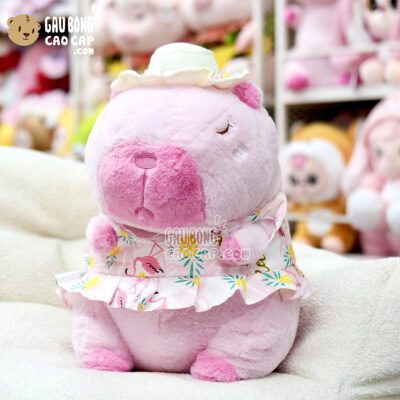 Gấu bông Capybara mặc đầm đi biển